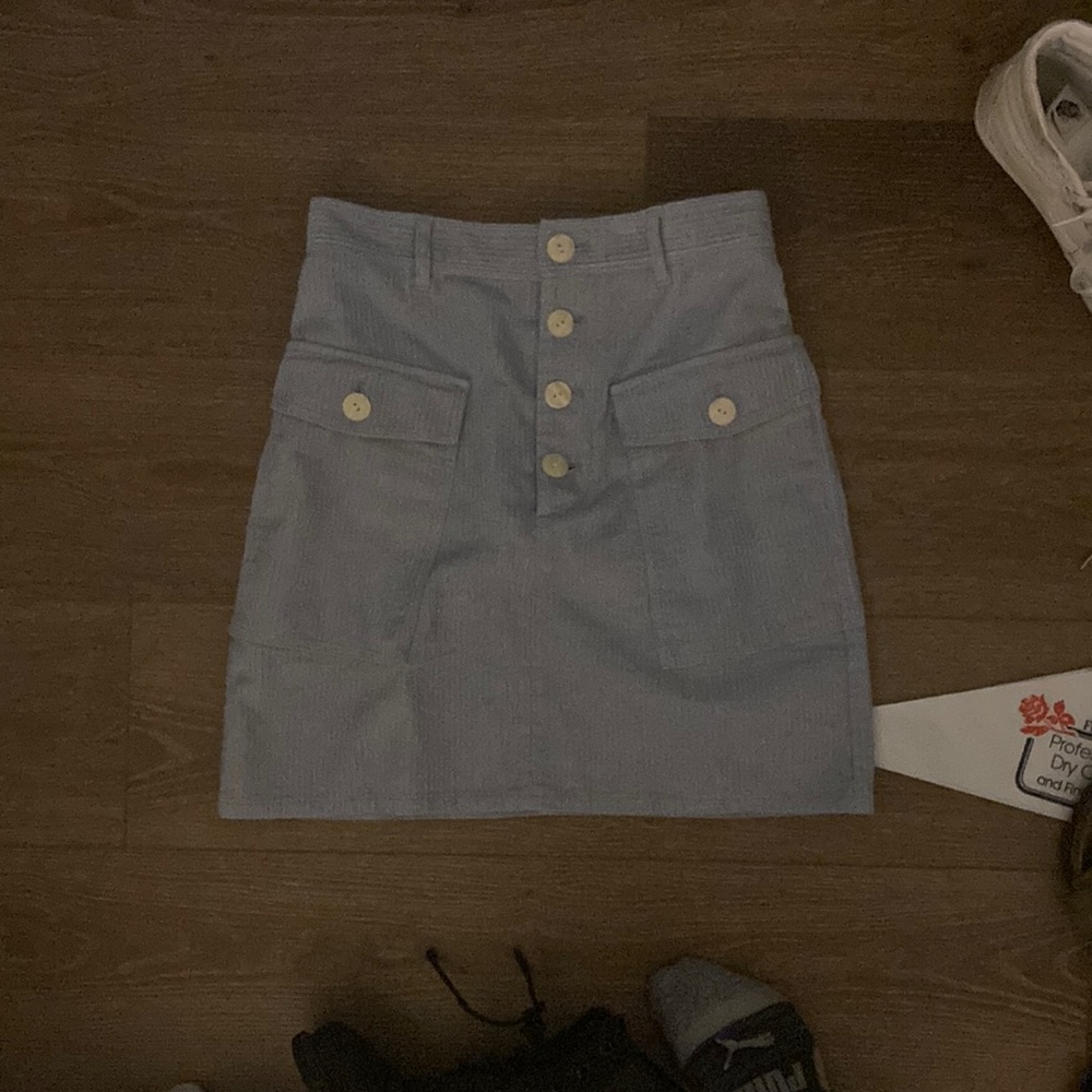 pale blue corduroy skirt